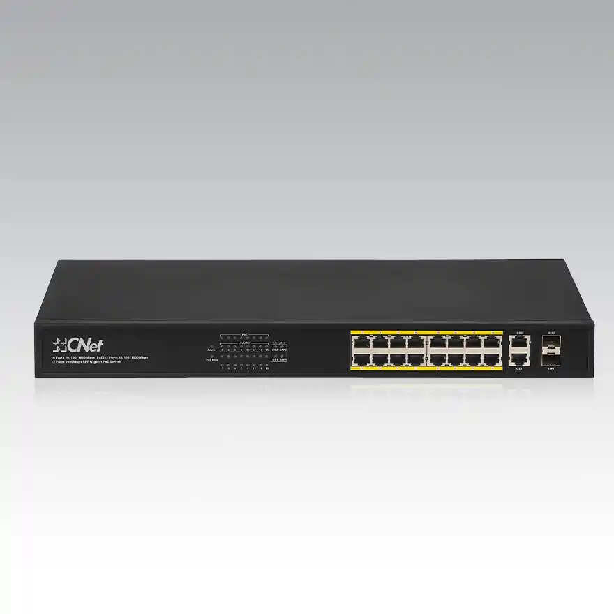 CGS-1622SP CNet CGS-1622SP 16 Port Full Gigabit PoE + 2xPort RJ45 Uplink + 2xSFP PoE Switch 250W 