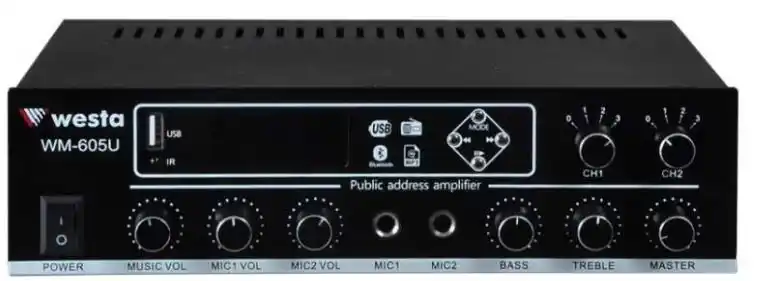 WM-605U Westa 100 Watt Trafolu 2 Kanallı Kontrollü Mikser Amfi